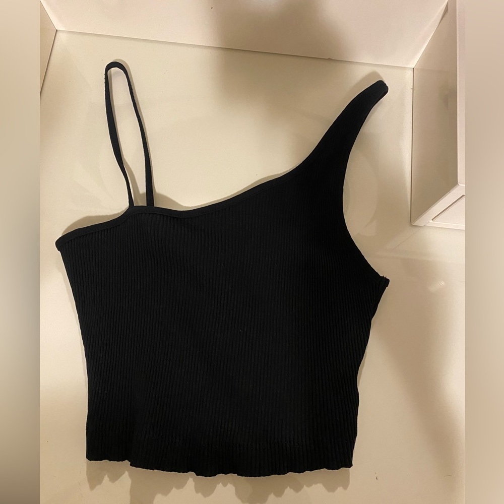 Zara Black Cropped Strappy Tank Top - Size Small